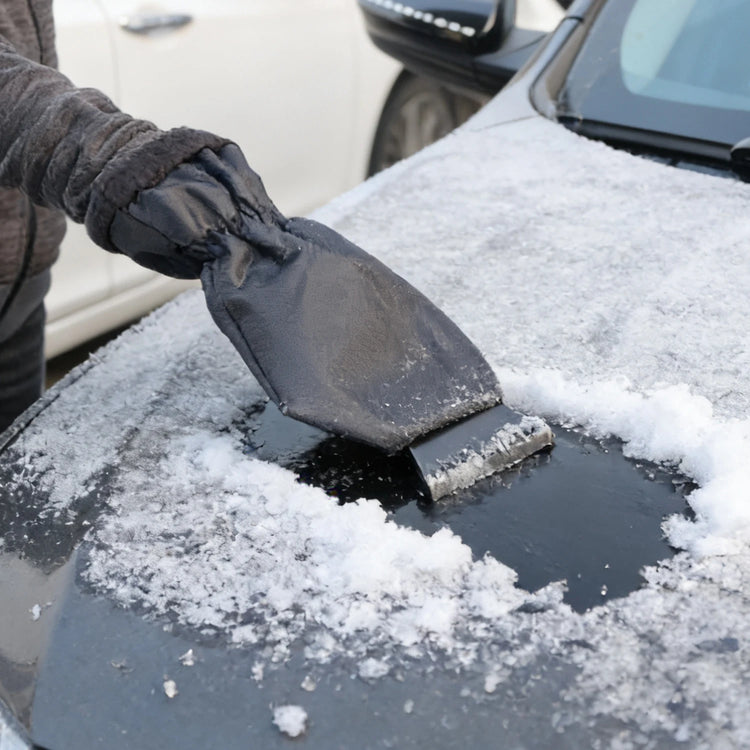 Car Ice Scraper With Glove Warm Fleece Lined Auto Windshield Snow Remover Shovel Tool Winter Window Cleaning Accessories Kit