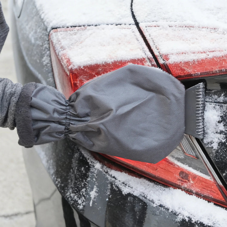 Car Ice Scraper With Glove Warm Fleece Lined Auto Windshield Snow Remover Shovel Tool Winter Window Cleaning Accessories Kit