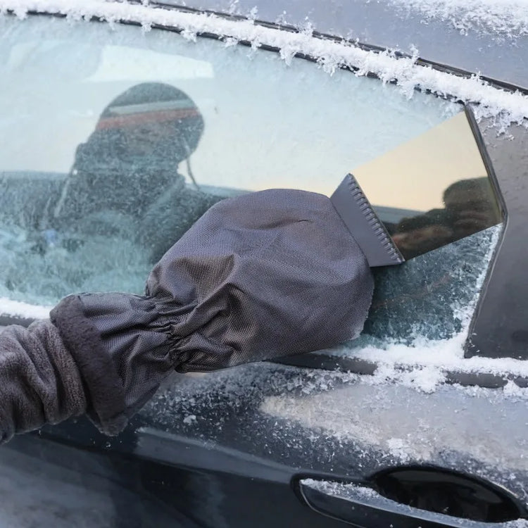 Car Ice Scraper With Glove Warm Fleece Lined Auto Windshield Snow Remover Shovel Tool Winter Window Cleaning Accessories Kit