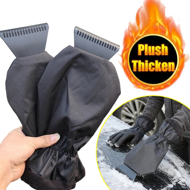 Car Ice Scraper With Glove Warm Fleece Lined Auto Windshield Snow Remover Shovel Tool Winter Window Cleaning Accessories Kit